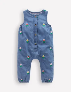 Barboteuse brodée en chambray