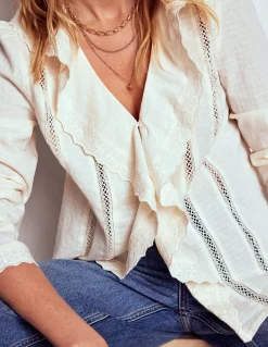 Blouse brodée à volants