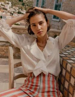 Blouse Eliza à col V et volants