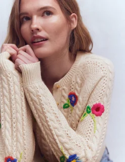 Cardigan Liv à torsades et broderie