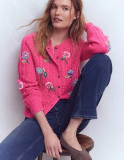 Cardigan Liv à torsades et broderie