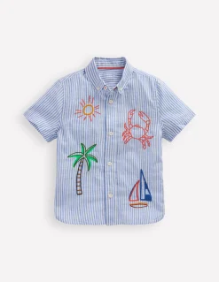 Chemise brodée à manches courtes