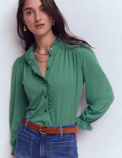 Chemise Emily à volants et pompons