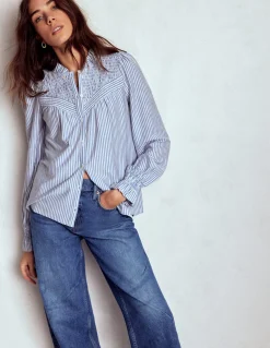 Chemise en jersey avec empiècement à smocks