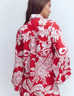 Chemise en lin à manches bouffantes