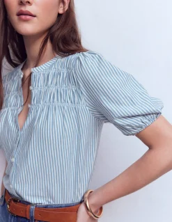 Chemise manches courtes Mya à smocks