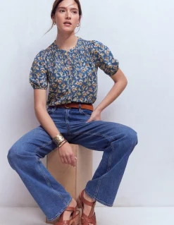 Chemise manches courtes Mya à smocks