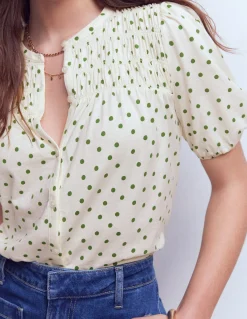 Chemise manches courtes Mya à smocks