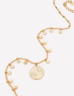 Collier court à rangées de perles