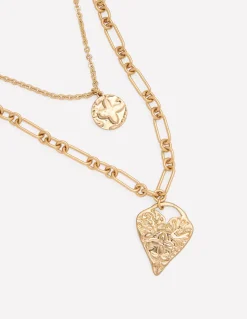 Collier effet accumulation à cœur estampé