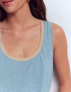 Débardeur col U à détails métallisés