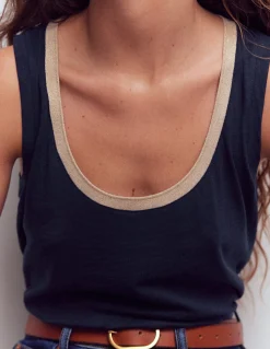 Débardeur col U à détails métallisés