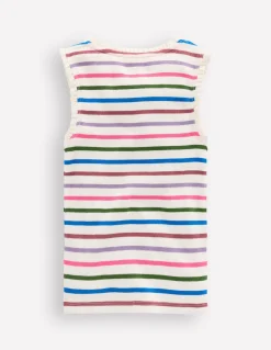 Débardeur côtelé à bordure en dentelle