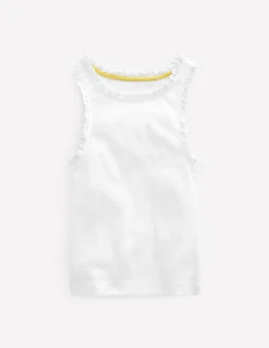 Débardeur côtelé à bordure en dentelle