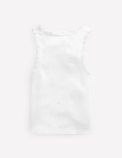 Débardeur côtelé à bordure en dentelle