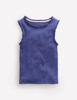 Débardeur côtelé à bordure en dentelle