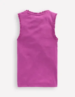 Débardeur côtelé à bordure en dentelle