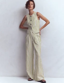 Gilet de costume col U en lin