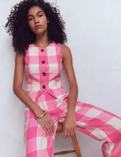 Gilet de costume col U en lin