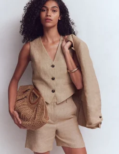 Gilet de costume col V en lin