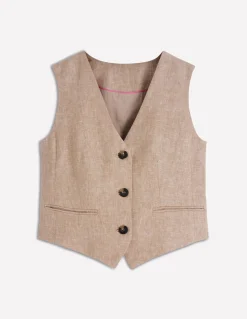 Gilet de costume col V en lin