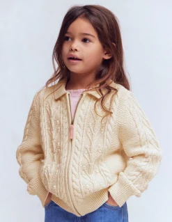 Gilet zippé et torsadé à col