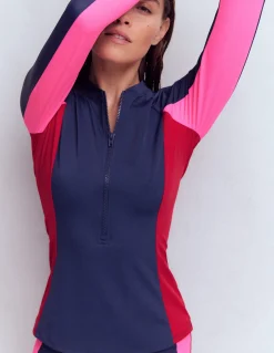 Haut de plage à manches raglan et protection solaire