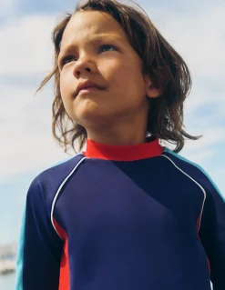 Haut de plage colourblock avec protection solaire