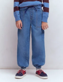 Jean à enfiler resserré aux chevilles