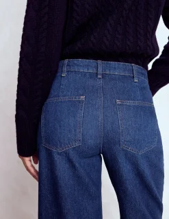 Jean droit à boutons apparents