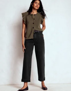 Jean droit taille à mi-haute