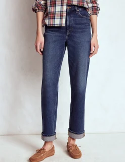 Jean droit taille à mi-haute