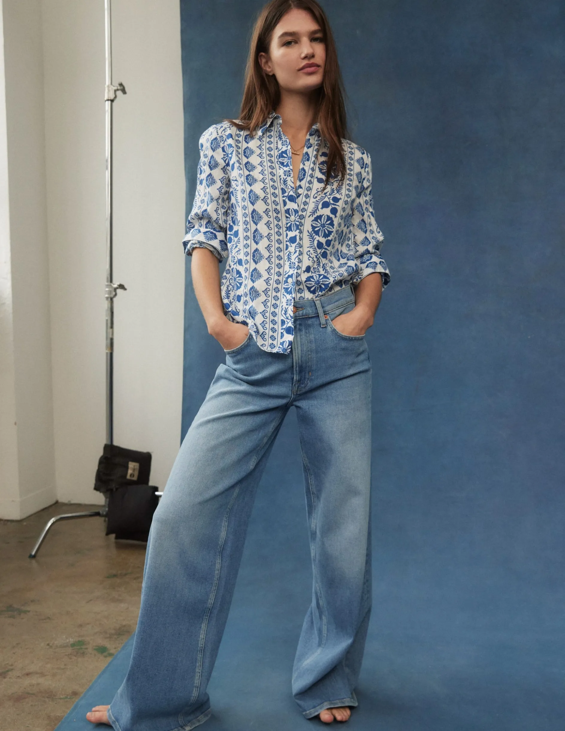 Jean large taille haute