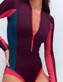 Maillot de bain sport à manches raglan