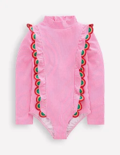 Maillot de bain volanté à manches longues