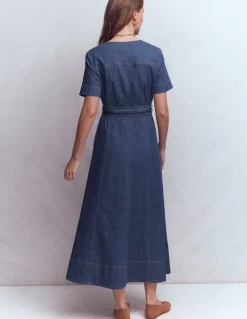 Robe à col en V en jean