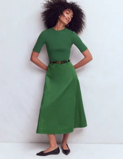 Robe à col rond en mélange de tissus