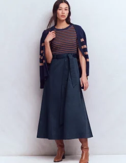Robe à col rond en mélange de tissus