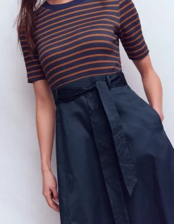 Robe à col rond en mélange de tissus