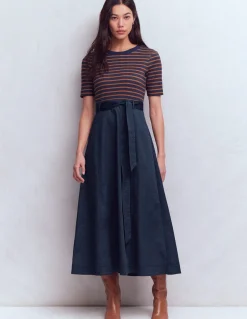 Robe à col rond en mélange de tissus