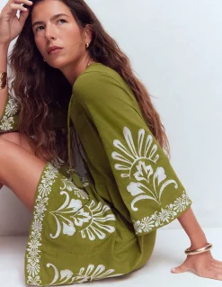 Robe courte style caftan en jersey