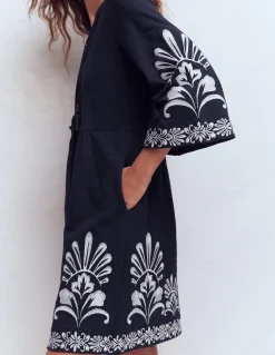 Robe courte style caftan en jersey