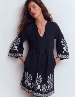 Robe courte style caftan en jersey