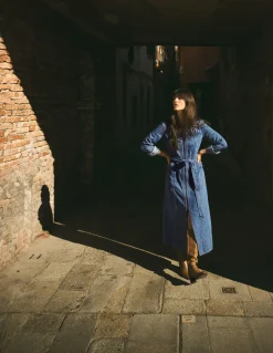 Robe droite zippée en jean