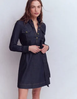 Robe en jean à demi-patte de boutonnage