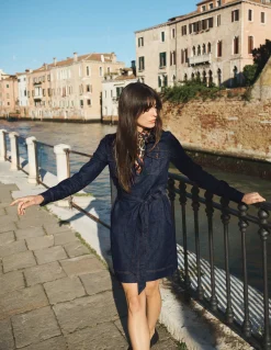 Robe en jean à demi-patte de boutonnage