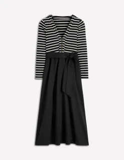 Robe en mélange de techniques à manches longues