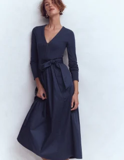 Robe en mélange de techniques à manches longues