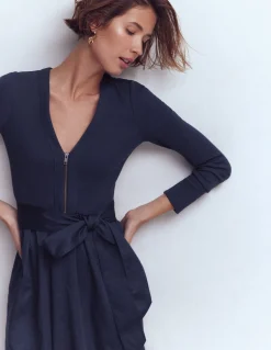 Robe en mélange de techniques à manches longues