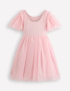 Robe en tulle à manches courtes avec logo